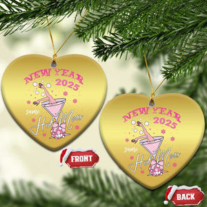 Funny New Year 2025 Same Hot Mess Christmas Ornament New Year's Eve Party Coquette Champagne Glass TS11 Heart Gold Print Your Wear