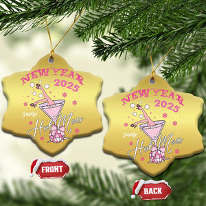 Funny New Year 2025 Same Hot Mess Christmas Ornament New Year's Eve Party Coquette Champagne Glass TS11 Snow Flake Gold Print Your Wear