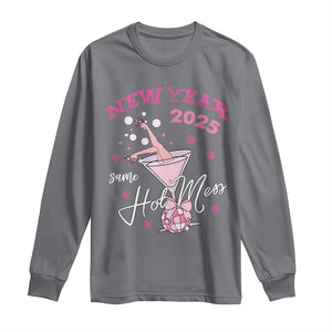 Funny New Year 2025 Same Hot Mess Long Sleeve Shirt New Year's Eve Party Coquette Champagne Glass TS11 Charcoal Print Your Wear