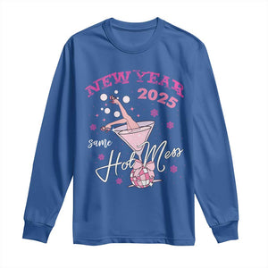 Funny New Year 2025 Same Hot Mess Long Sleeve Shirt New Year's Eve Party Coquette Champagne Glass TS11 Royal Blue Print Your Wear