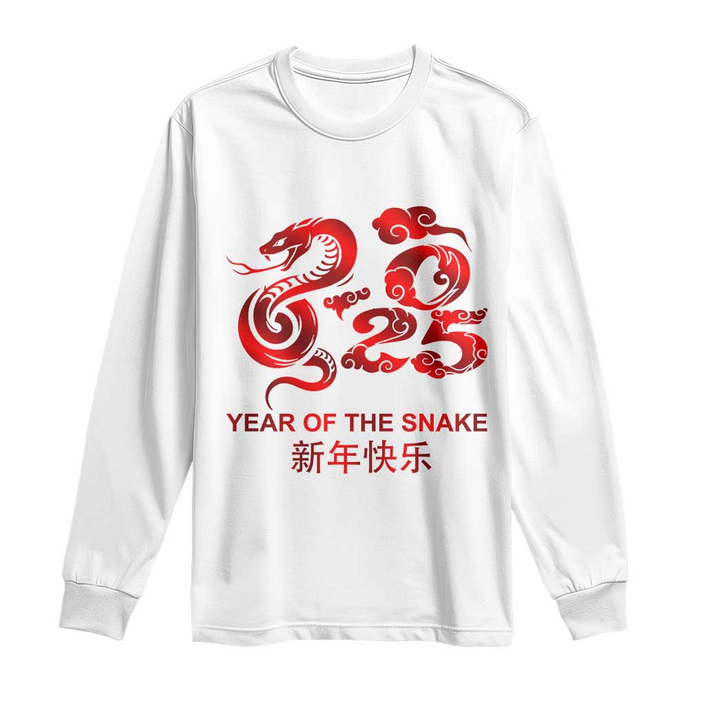 Year Of The Snake Lunar Chinese New Year 2025 Long Sleeve Shirt TS11 White Print Your Wear