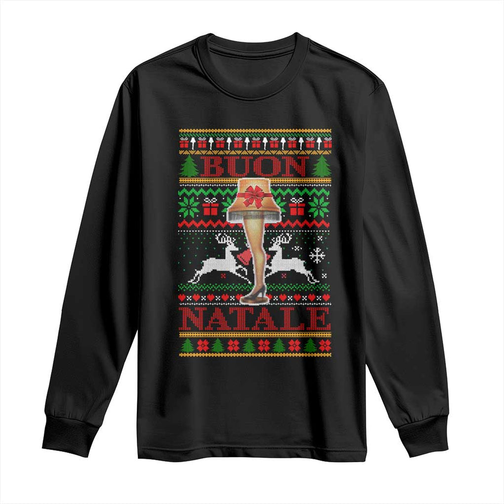 Funny Christmas Movie Long Sleeve Shirt Buon Natale Lamp Italian Christmas TS11 Black Print Your Wear