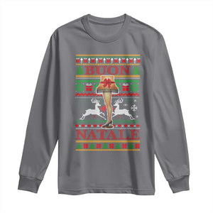 Funny Christmas Movie Long Sleeve Shirt Buon Natale Lamp Italian Christmas TS11 Charcoal Print Your Wear