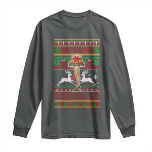 Funny Christmas Movie Long Sleeve Shirt Buon Natale Lamp Italian Christmas TS11 Dark Heather Print Your Wear