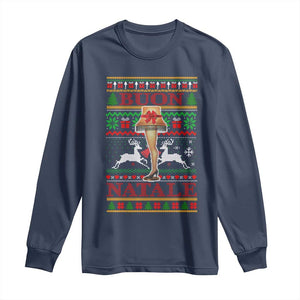 Funny Christmas Movie Long Sleeve Shirt Buon Natale Lamp Italian Christmas TS11 Navy Print Your Wear