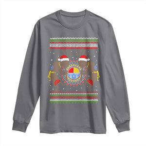 Funny Christmas Native American Long Sleeve Shirt Santa Kokopeli Medicine Wheel TS11 Charcoal Print Your Wear