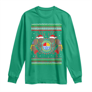 Funny Christmas Native American Long Sleeve Shirt Santa Kokopeli Medicine Wheel TS11 Irish Green Print Your Wear