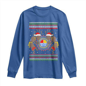 Funny Christmas Native American Long Sleeve Shirt Santa Kokopeli Medicine Wheel TS11 Royal Blue Print Your Wear