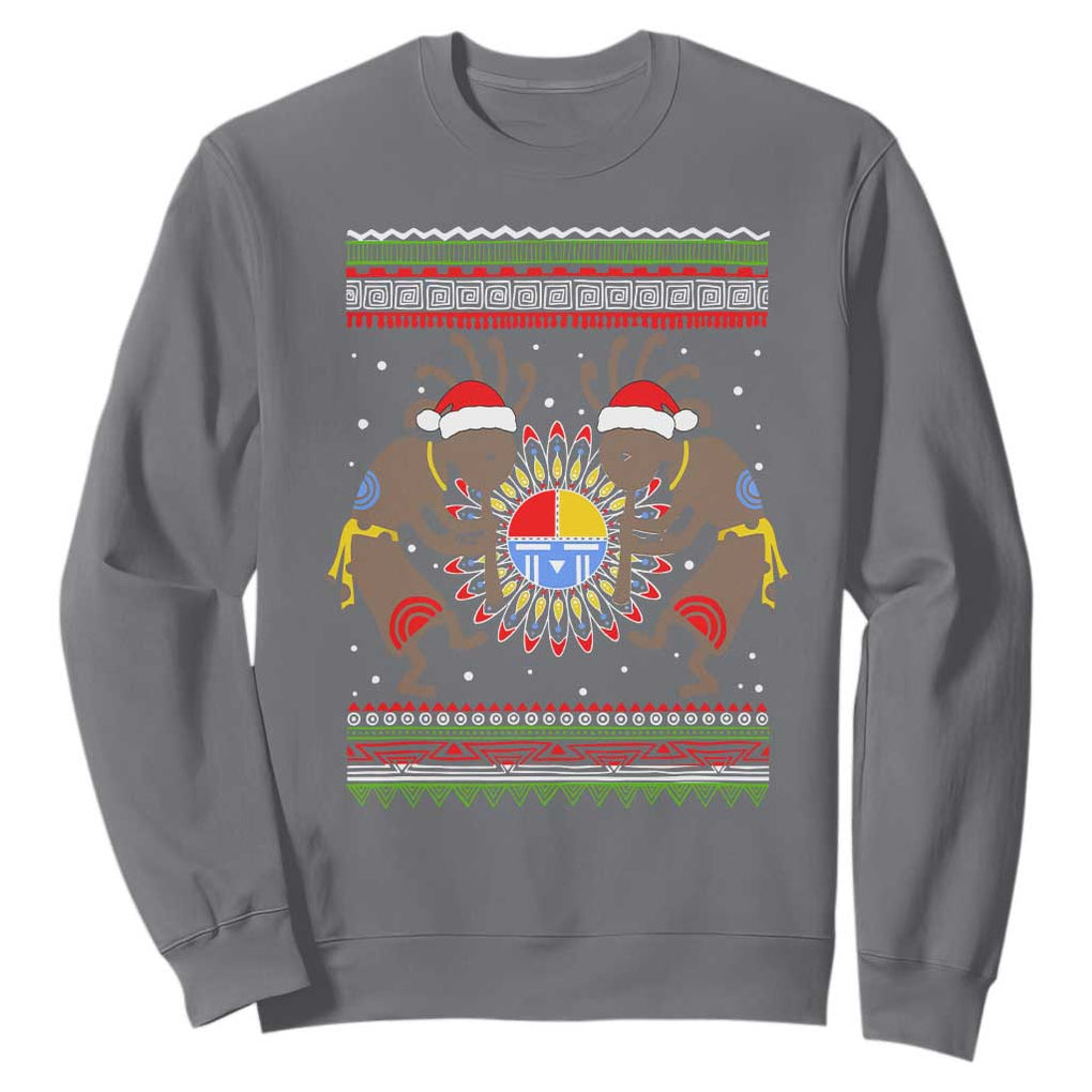 Funny Christmas Native American Sweatshirt Santa Kokopeli Medicine Wheel TS11 Charcoal Print Your Wear