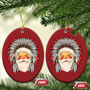 Funny Xmas Native American Indian Santa War Bonnet Christmas Ornament TS11 Oval Red Print Your Wear