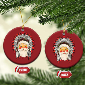 Funny Xmas Native American Indian Santa War Bonnet Christmas Ornament TS11 Circle Red Print Your Wear