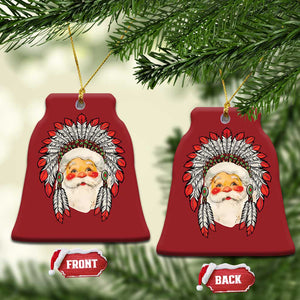 Funny Xmas Native American Indian Santa War Bonnet Christmas Ornament TS11 Bell Flake Red Print Your Wear