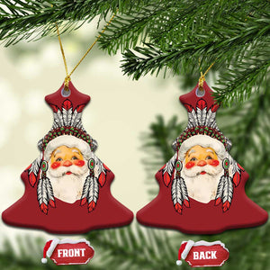 Funny Xmas Native American Indian Santa War Bonnet Christmas Ornament TS11 Christmas Tree Red Print Your Wear