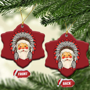 Funny Xmas Native American Indian Santa War Bonnet Christmas Ornament TS11 Snow Flake Red Print Your Wear