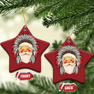 Funny Xmas Native American Indian Santa War Bonnet Christmas Ornament TS11 Star Red Print Your Wear