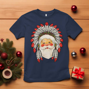 Funny Christmas Native American Indian Santa War Bonnet T Shirt TS11 Navy Print Your Wear
