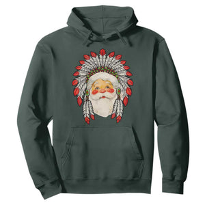 Funny Christmas Native American Indian Santa War Bonnet Hoodie TS11 Dark Forest Green Print Your Wear