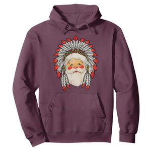 Funny Christmas Native American Indian Santa War Bonnet Hoodie TS11 Maroon Print Your Wear