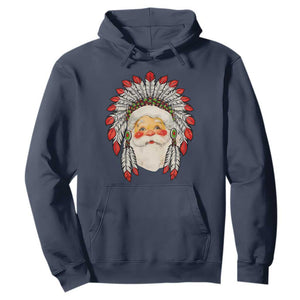 Funny Christmas Native American Indian Santa War Bonnet Hoodie TS11 Navy Print Your Wear