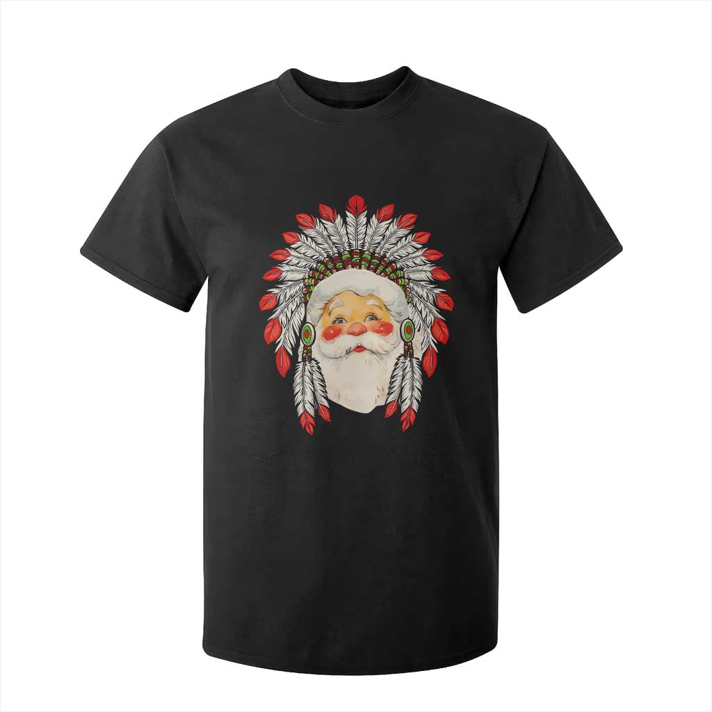 Funny Christmas Native American Indian Santa War Bonnet T Shirt For Kid TS11 Black Print Your Wear