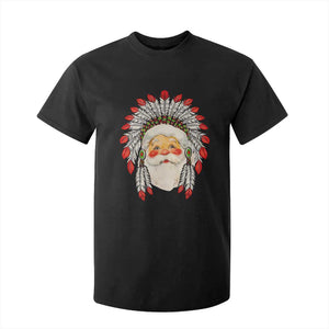 Funny Christmas Native American Indian Santa War Bonnet T Shirt For Kid TS11 Black Print Your Wear