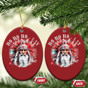 Funny Christmas Native American Christmas Ornament Ho Ho Lay War Bonnet Santa Indian Tribes TS11 Oval Red Print Your Wear