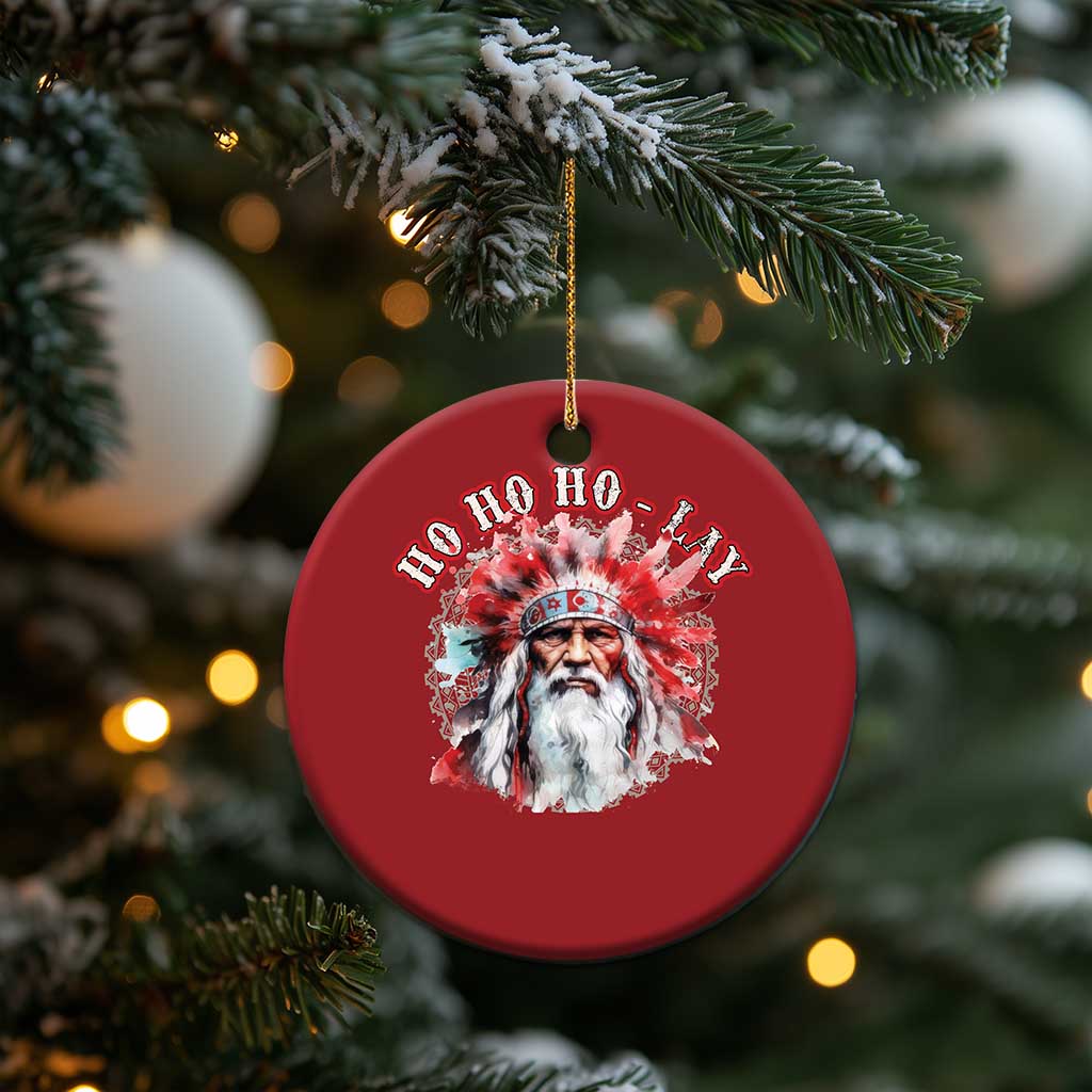 Funny Christmas Native American Christmas Ornament Ho Ho Lay War Bonnet Santa Indian Tribes TS11 Print Your Wear