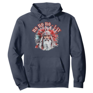 Funny Christmas Native American Hoodie Ho Ho Lay War Bonnet Santa Indian Tribes TS11 Navy Print Your Wear