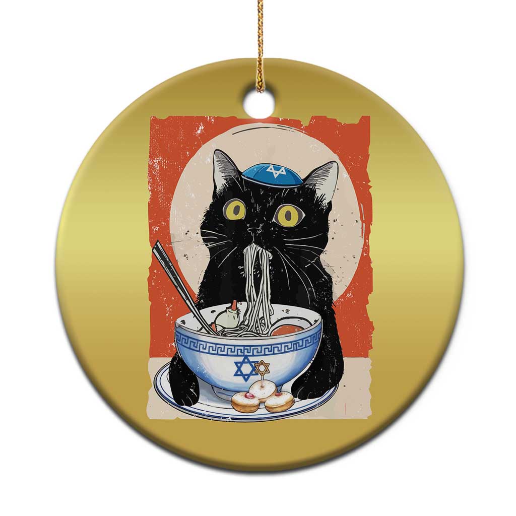 Funny Hanukkah Black Cat Eating Noodle Christmas Ornament TS11 Print Your Wear