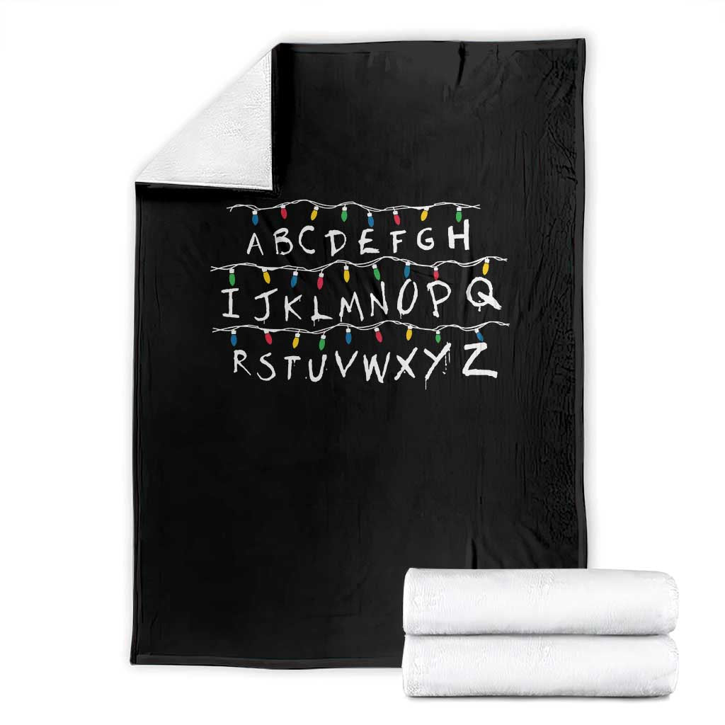 Funny Stranger Christmas Throw Blanket Alphabet Xmas Lights Movie TS11 Black Print Your Wear