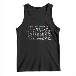 Funny Stranger Christmas Tank Top Alphabet Xmas Lights Movie TS11 Black Print Your Wear