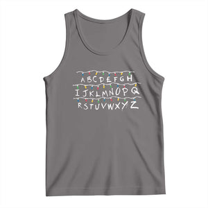 Funny Stranger Christmas Tank Top Alphabet Xmas Lights Movie TS11 Deep Heather Print Your Wear