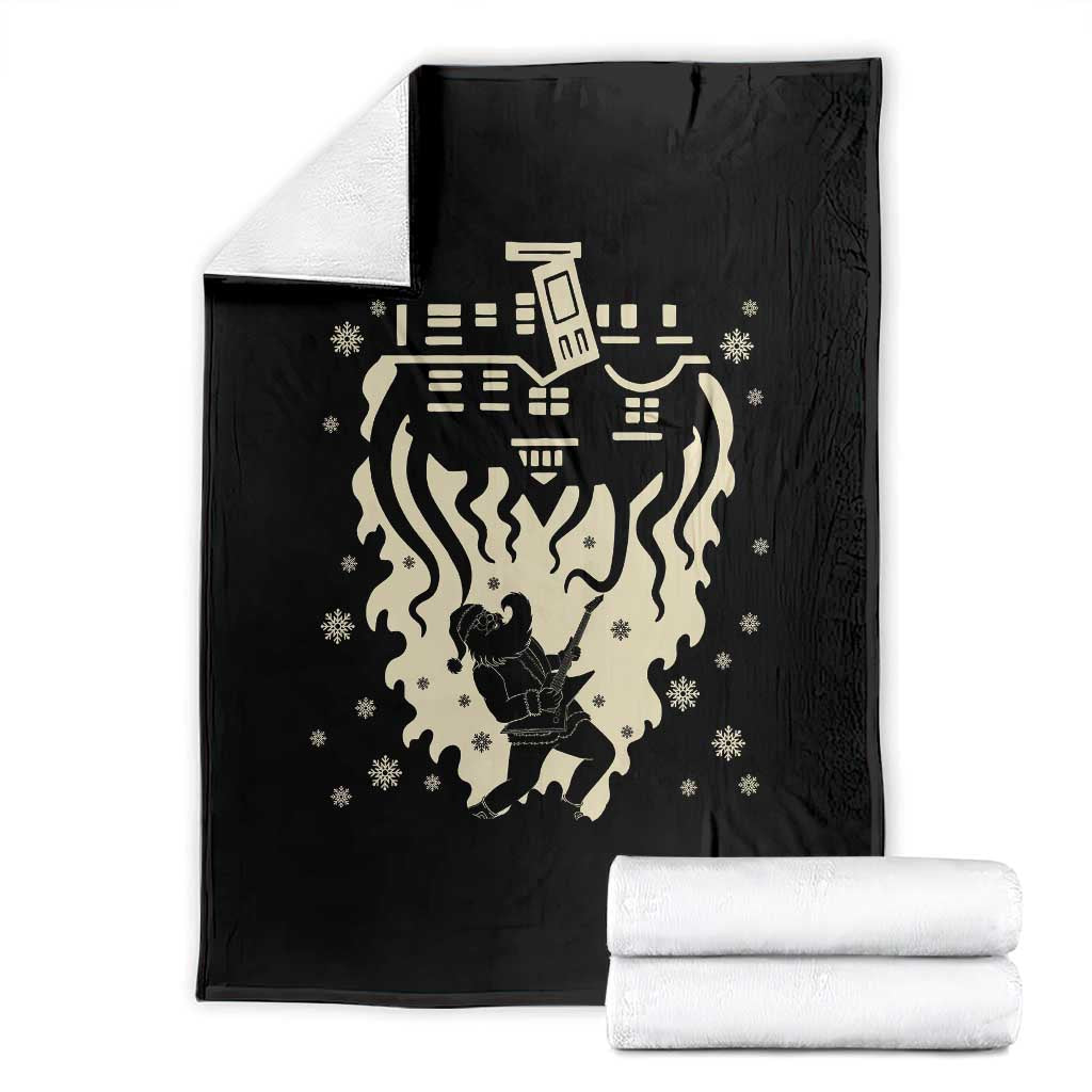 Funny Stranger Christmas Throw Blanket Heavy Metal Santa Upside Down TS11 Black Print Your Wear