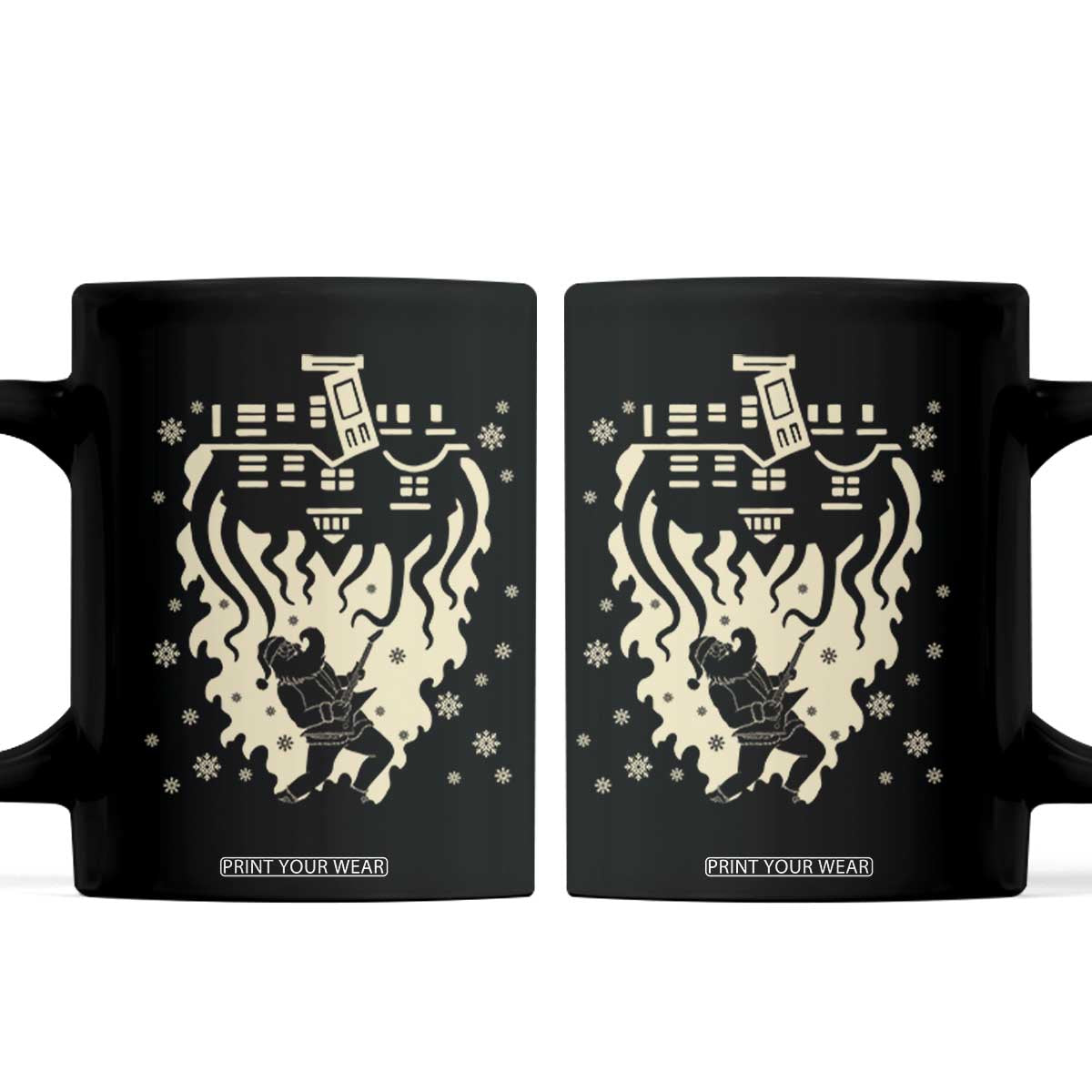 Funny Stranger Christmas Coffee Mug Heavy Metal Santa Upside Down TS11 Black Print Your Wear
