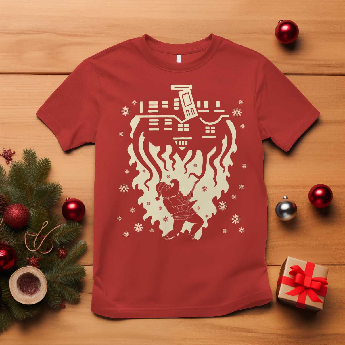 Funny Stranger Christmas T Shirt Heavy Metal Santa Upside Down TS11 Red Print Your Wear