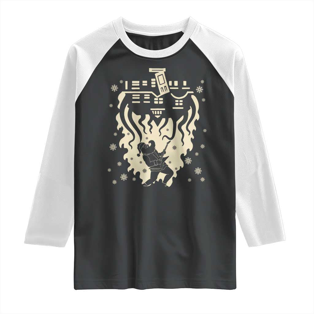 Funny Stranger Christmas Raglan Shirt Heavy Metal Santa Upside Down TS11 Black White Print Your Wear