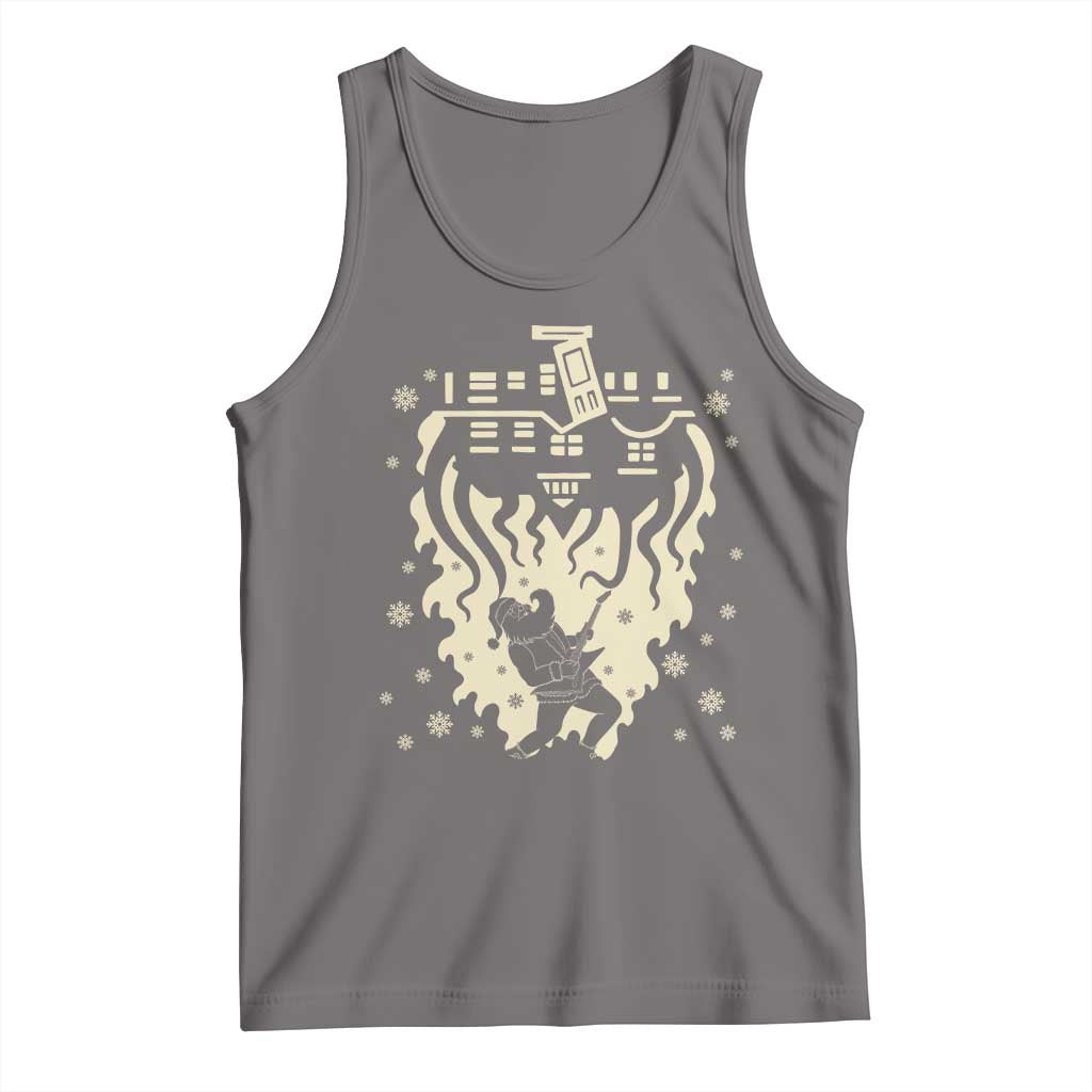 Funny Stranger Christmas Tank Top Heavy Metal Santa Upside Down TS11 Deep Heather Print Your Wear