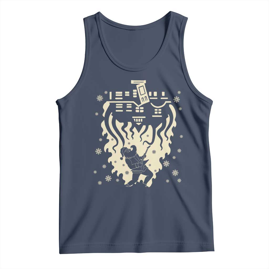 Funny Stranger Christmas Tank Top Heavy Metal Santa Upside Down TS11 Navy Print Your Wear