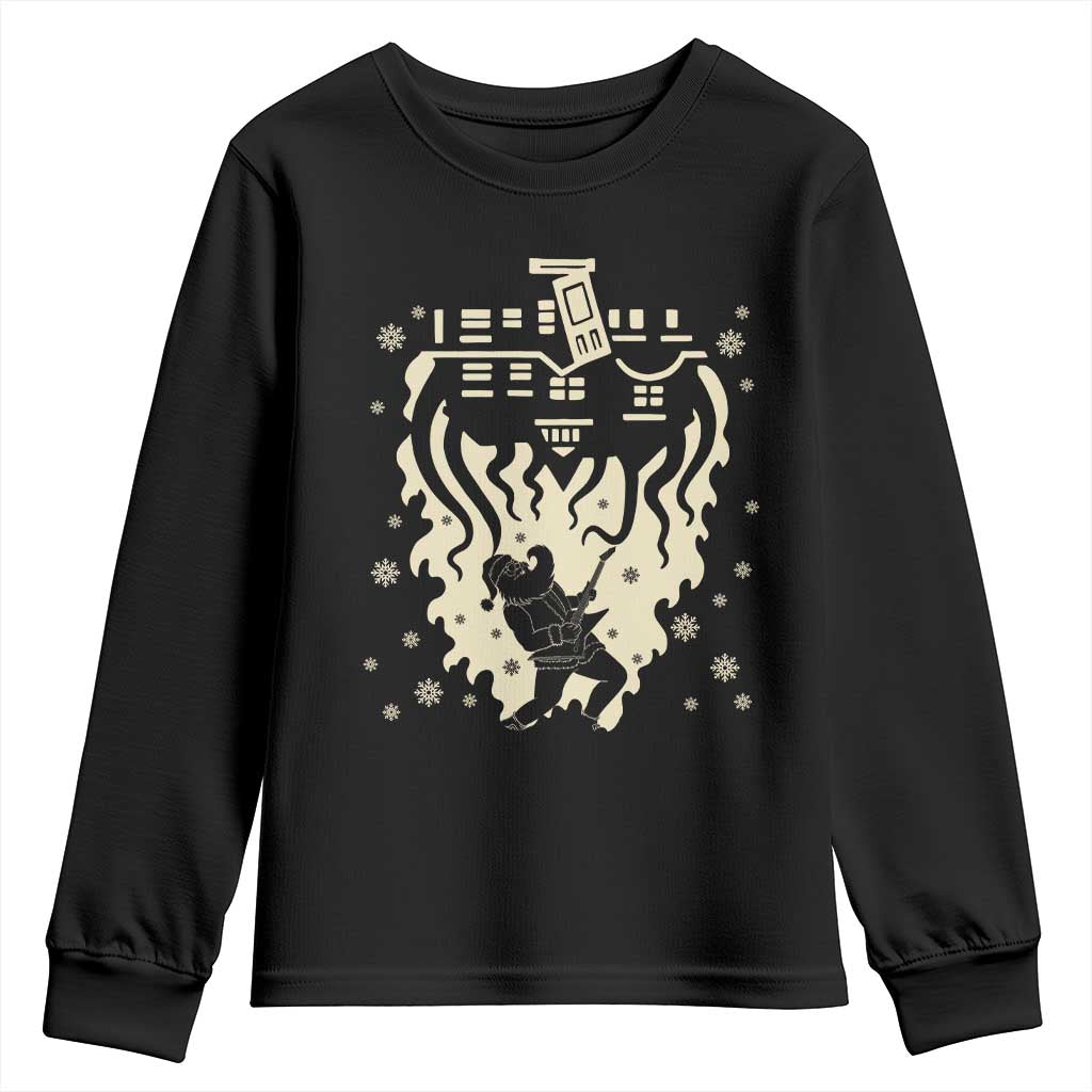 Funny Stranger Christmas Youth Sweatshirt Heavy Metal Santa Upside Down TS11 Black Print Your Wear