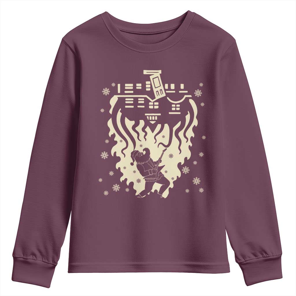 Funny Stranger Christmas Youth Sweatshirt Heavy Metal Santa Upside Down TS11 Maroon Print Your Wear