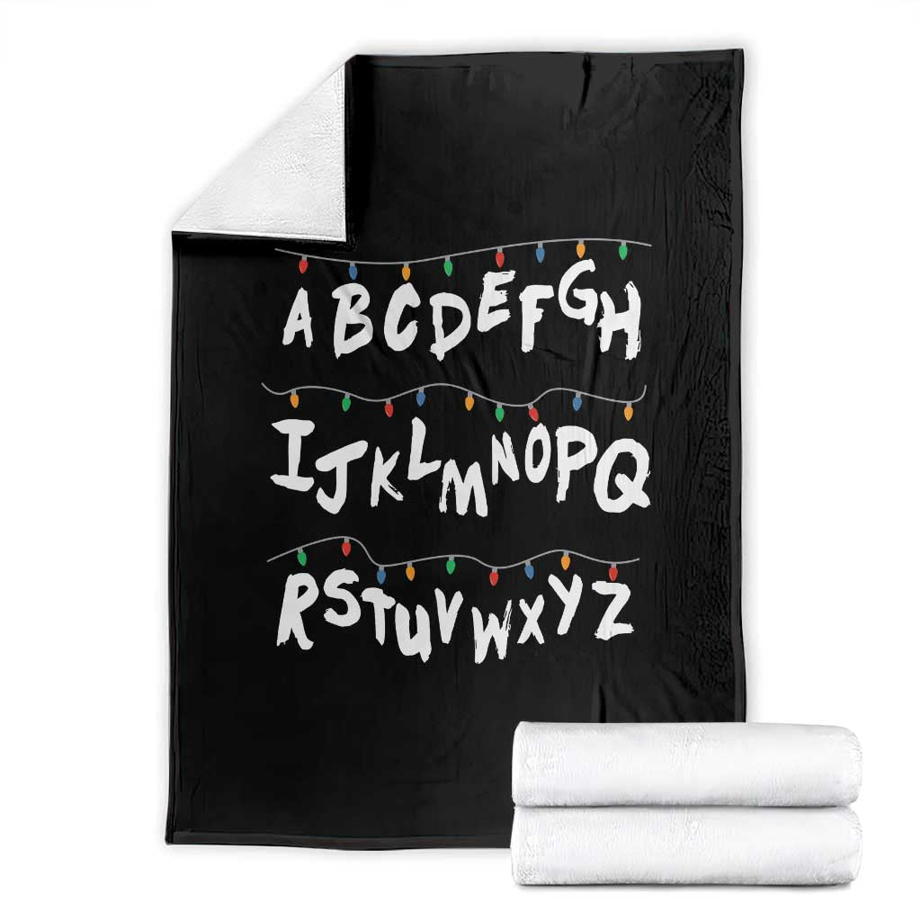Funny Stranger Christmas Throw Blanket Alphabet Xmas Lights TS11 Black Print Your Wear