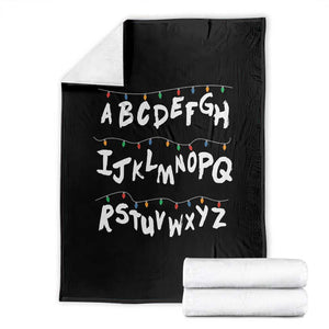 Funny Stranger Christmas Throw Blanket Alphabet Xmas Lights TS11 Black Print Your Wear