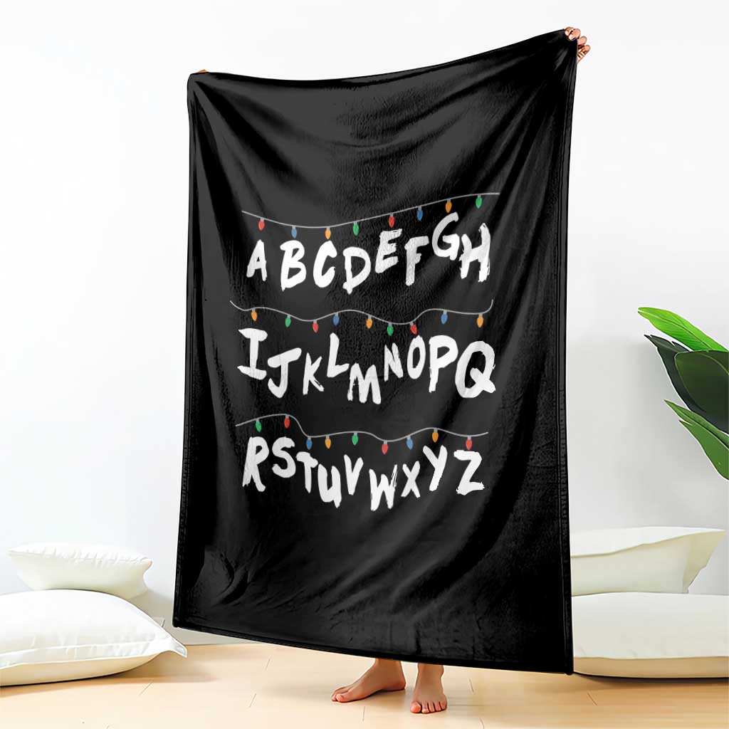 Funny Stranger Christmas Throw Blanket Alphabet Xmas Lights TS11 Print Your Wear
