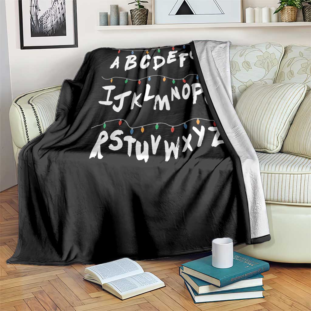 Funny Stranger Christmas Throw Blanket Alphabet Xmas Lights TS11 Print Your Wear