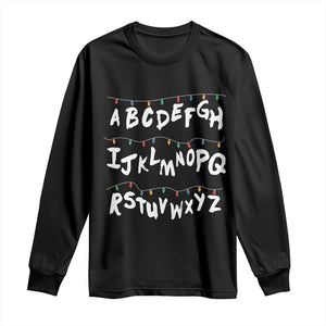 Funny Stranger Christmas Long Sleeve Shirt Alphabet Xmas Lights TS11 Black Print Your Wear