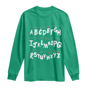 Funny Stranger Christmas Long Sleeve Shirt Alphabet Xmas Lights TS11 Irish Green Print Your Wear