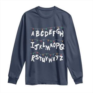 Funny Stranger Christmas Long Sleeve Shirt Alphabet Xmas Lights TS11 Navy Print Your Wear