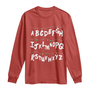 Funny Stranger Christmas Long Sleeve Shirt Alphabet Xmas Lights TS11 Red Print Your Wear