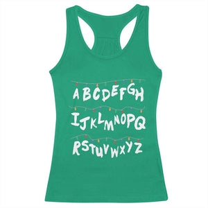Funny Stranger Christmas Racerback Tank Top Alphabet Xmas Lights TS11 Irish Green Print Your Wear