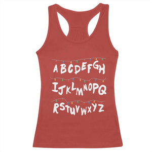Funny Stranger Christmas Racerback Tank Top Alphabet Xmas Lights TS11 Red Print Your Wear